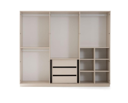 Bedroom set double bed nightstands brown 4-piece wood wardrobe