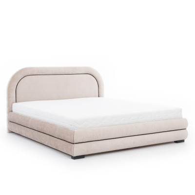 Exclusive beige bedroom set, double bed upholstery nightstands