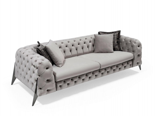 White Chesterfield Upholstered Suite Sofa Set 4-Seater Armchair 2-piece