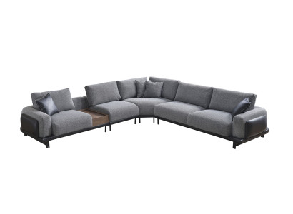Gray L-shaped corner sofa, upholstered sofa, modern textile luxury living landscape