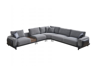Gray L-shaped corner sofa, upholstered sofa, modern textile luxury living landscape