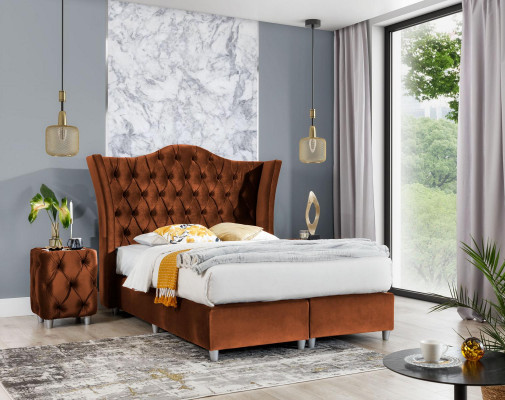 Luxury bedroom set double bed modern 3-piece new bedside tables