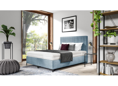 Blue Bed Designer Double Bed Upholstered Furniture Bedroom Box Spring Bed