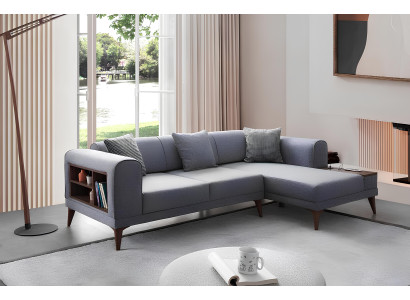 Gray living room L-shaped sofa upholstered corner sofa designer living room couch