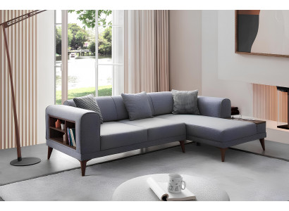 Gray living room L-shaped sofa upholstered corner sofa designer living room couch