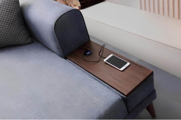 Gray living room L-shaped sofa upholstered corner sofa designer living room couch
