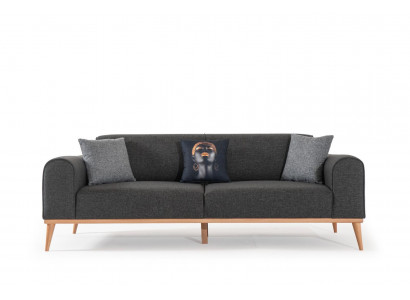 Modern Gray 3-Seater Luxurious Fabric Sofa Living Room Couch Seating Furniture