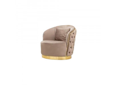 Living room designer beige Chesterfield armchair upholstery furniture luxury design