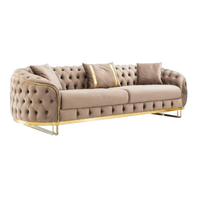 Designer living room set 3-seater sofa and armchair beige color 2-piece new