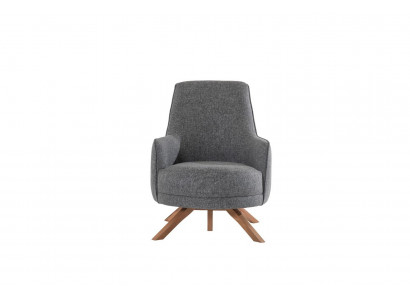 Modern living room armchair, single-seater upholstered relax chair with wooden legs, new