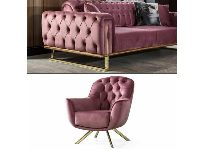 Designer living room consists of a set with a 3-seater sofa and 2-piece armchair, new.