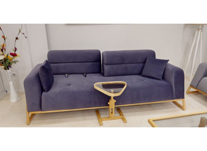 Exclusive Blue 3-Seater Living Room Designer Couch Luxury Seating Furniture
