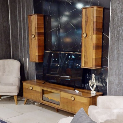 Stylish Light Brown TV Lowboard Designer RTV Living Room Sideboard