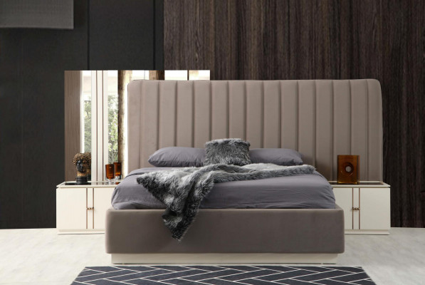 Design bedroom set elegant luxury bed and 2x modern nightstands