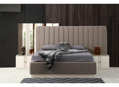 Design bedroom set elegant luxury bed and 2x modern nightstands