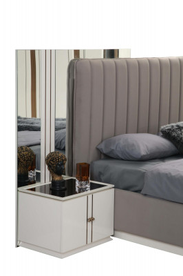 Design bedroom set elegant luxury bed and 2x modern nightstands