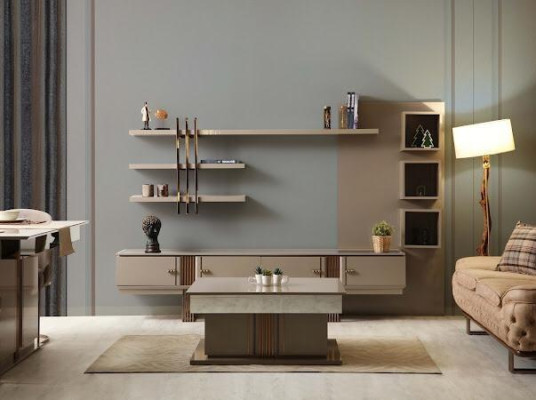 Modern dining room set consists of dining table + 4x chairs + sideboard 6 pcs.