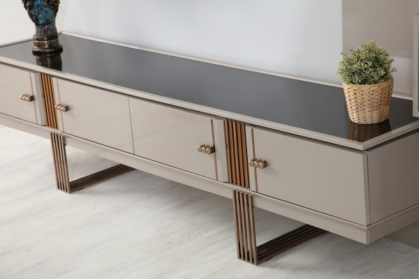 Modern dining room set consists of dining table + 4x chairs + sideboard 6 pcs.