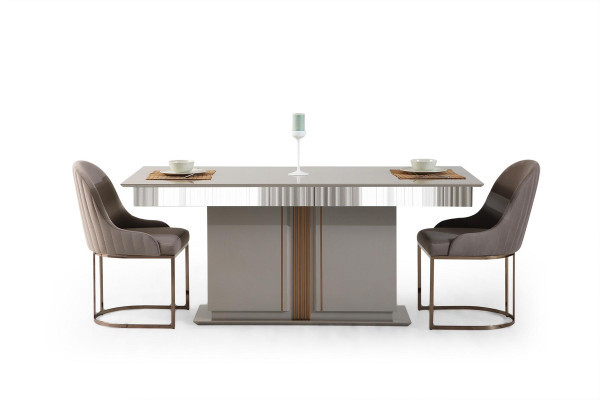 Stylish dining room set consists of dining table + 4 chairs beige color 5-piece set.