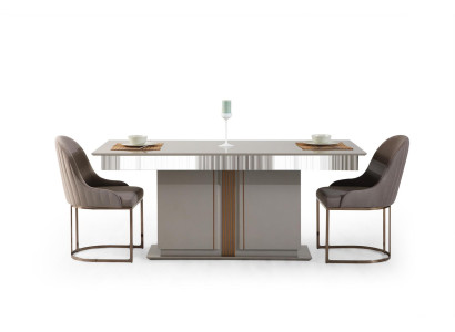 Stylish dining room set consists of dining table + 4 chairs beige color 5-piece set.