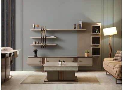Design sideboard dresser buffet mirror wood beige furniture novelty