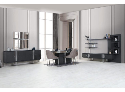 Designer dining room furniture luxurious dining table chairs sideboard 7-piece set