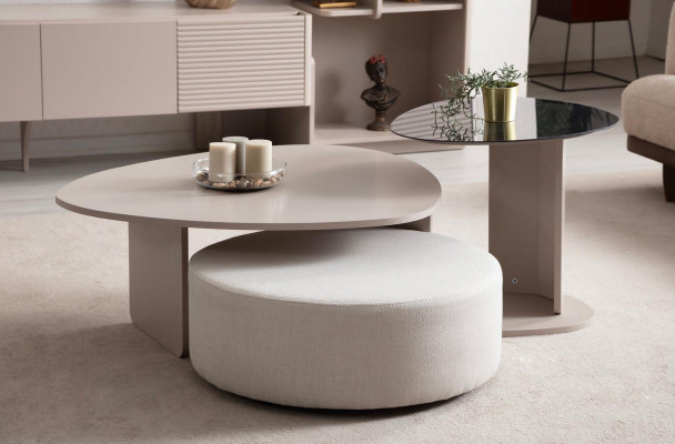 Complete living room set 3-seater coffee table stool armchair 5-piece
