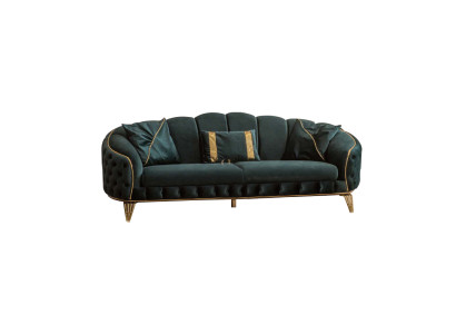 Modern Chesterfield Green Sofa 3 Seat Couch Three-Seater New Textile Metal