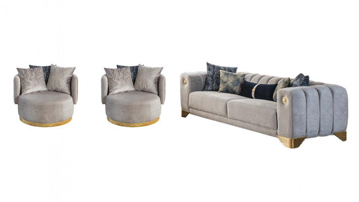 Stylish living room set designer sofa suite three-seater 2x armchair