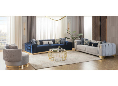 Modern living room upholstered furniture designer four-seater 3-seater 2x armchair