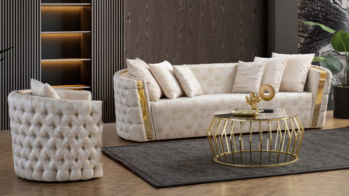 Armchair Single-Seater Luxury 1-Seater Upholstered Seat Designer Textile Modern New