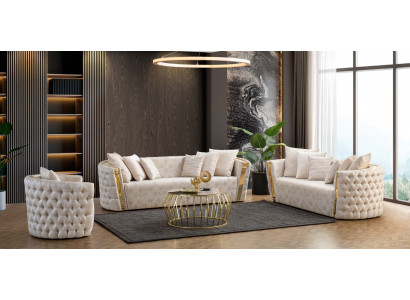 Complete stainless steel Chesterfield luxury set 3+2+1 seater furniture set