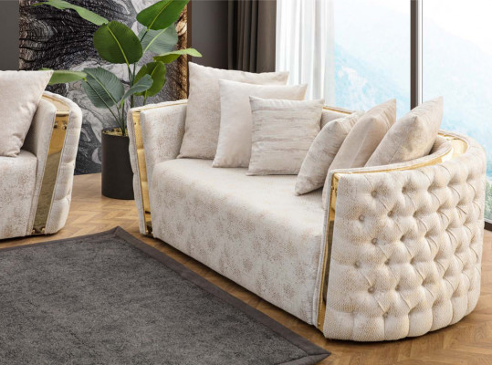 Complete stainless steel Chesterfield luxury set 3+2+1 seater furniture set