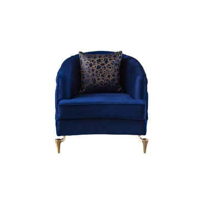 Modern Chesterfield 2x Armchairs Blue Furniture Textile Fabric Living Room New