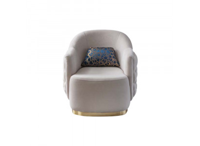 Armchair 1-Seater Upholstered Sofas Design Luxury Textile Couch White Sofa New