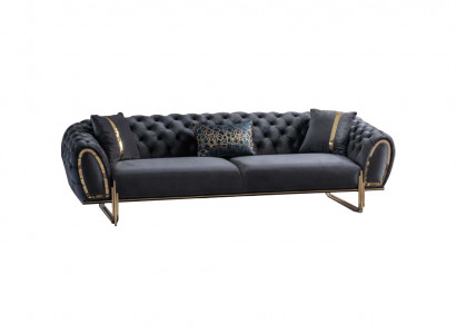 Black upholstered couch designer Chesterfield living room upholstered sofa