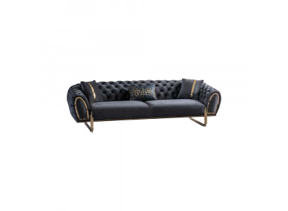 Chesterfield Black Upholstery Set Modern Sofas Luxurious Couch New