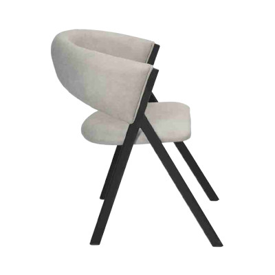 Light gray dining chair designer upholstered seat with metal frame single-seater