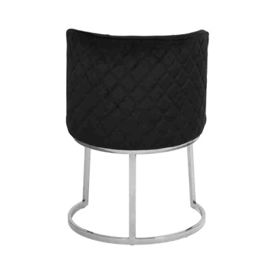 Modern black designer set of 6 chairs with stainless steel legs, dining chairs