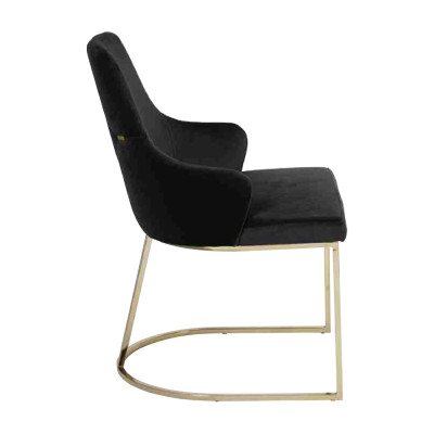 Modern black textile dining chair metal single-seater designer furniture