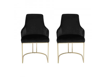 Black Stainless Steel Chairs 2x Dining Chairs Luxury Seating Furniture Set of 2