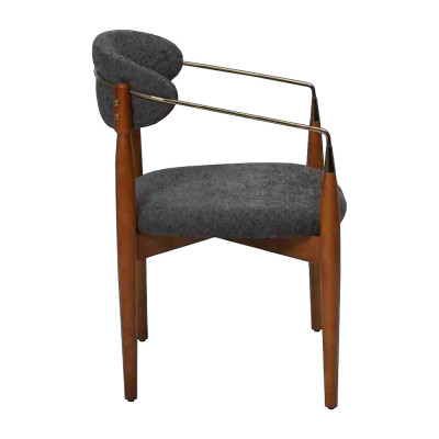 Dining Chair Gray 2x Chairs with Armrests Upholstered Furniture Luxury Furniture