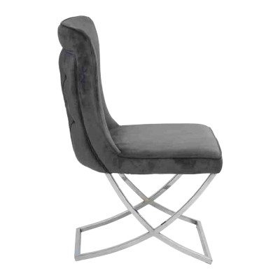 Chesterfield Black 4x Chairs Without Armrests Metal Frame Dining Chairs
