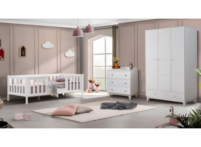 Children's room 3-piece furniture complete bedroom children's bed white wardrobe dresser