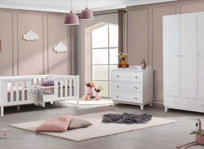 Children's room 3-piece furniture complete bedroom children's bed white wardrobe dresser