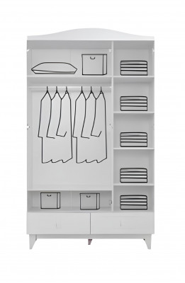 Modern youth room children's room white set luxury bed wardrobe dresser.