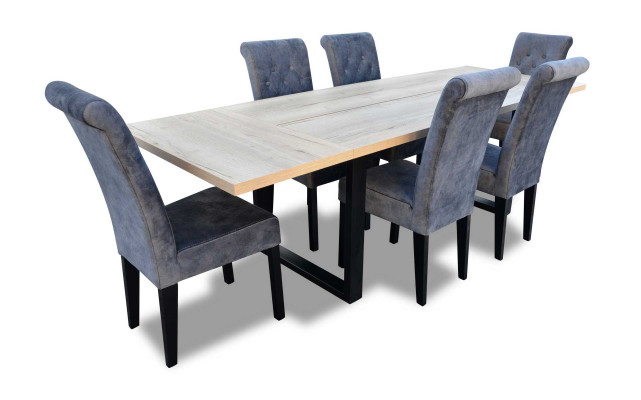 Dining table set table + 6x chairs dining room chair set table wood
