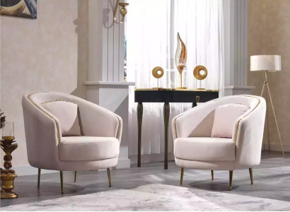 Modern armchair living room single-seater designer lounge color beige wood