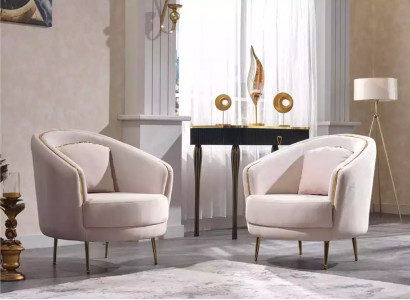 Modern armchair living room single-seater designer lounge color beige wood