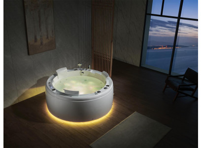 Luxury whirlpool bathtub round tub light waterfall LED lighting 